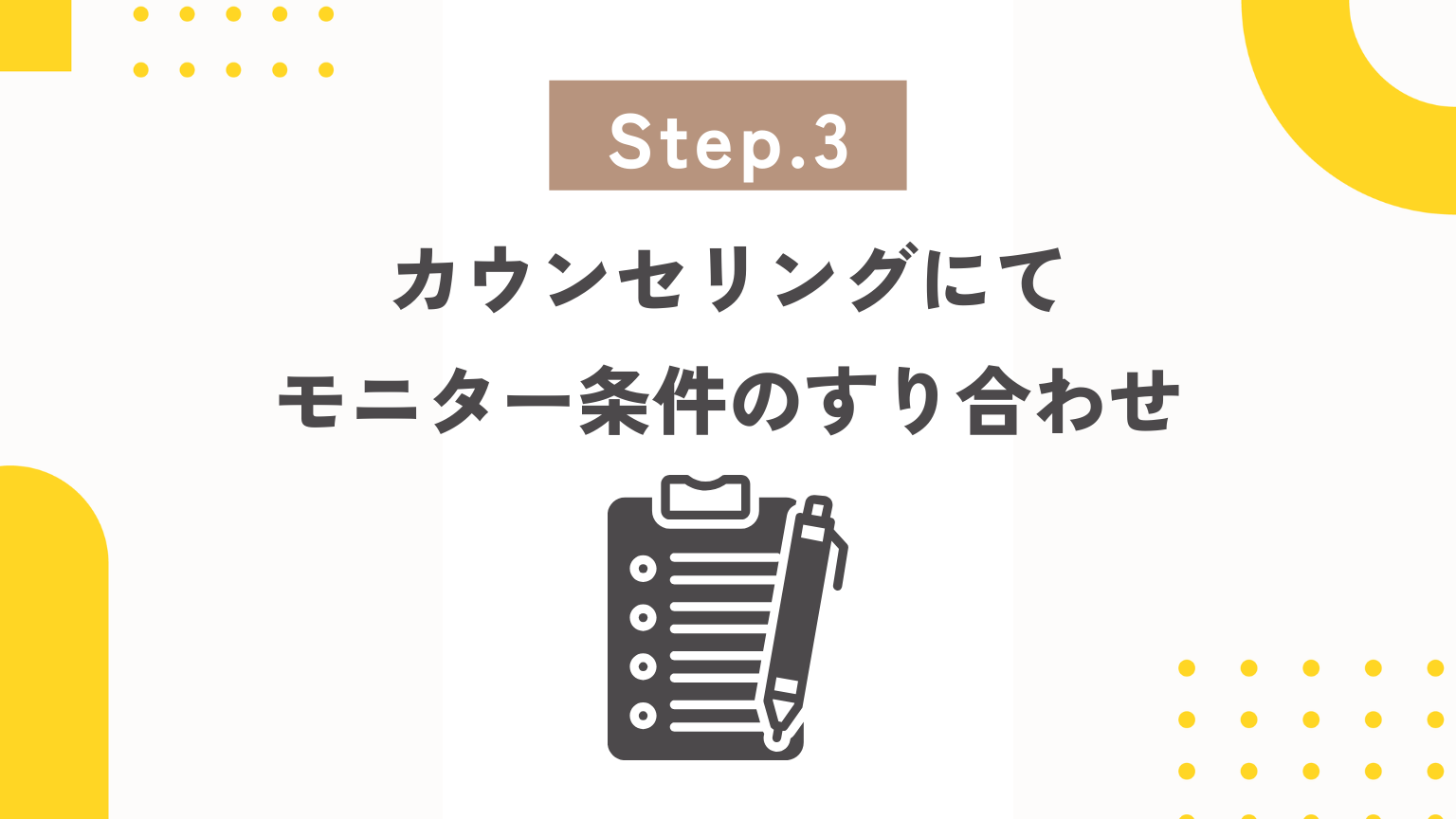 カウンセリングにてモニター条件のすり合わせ